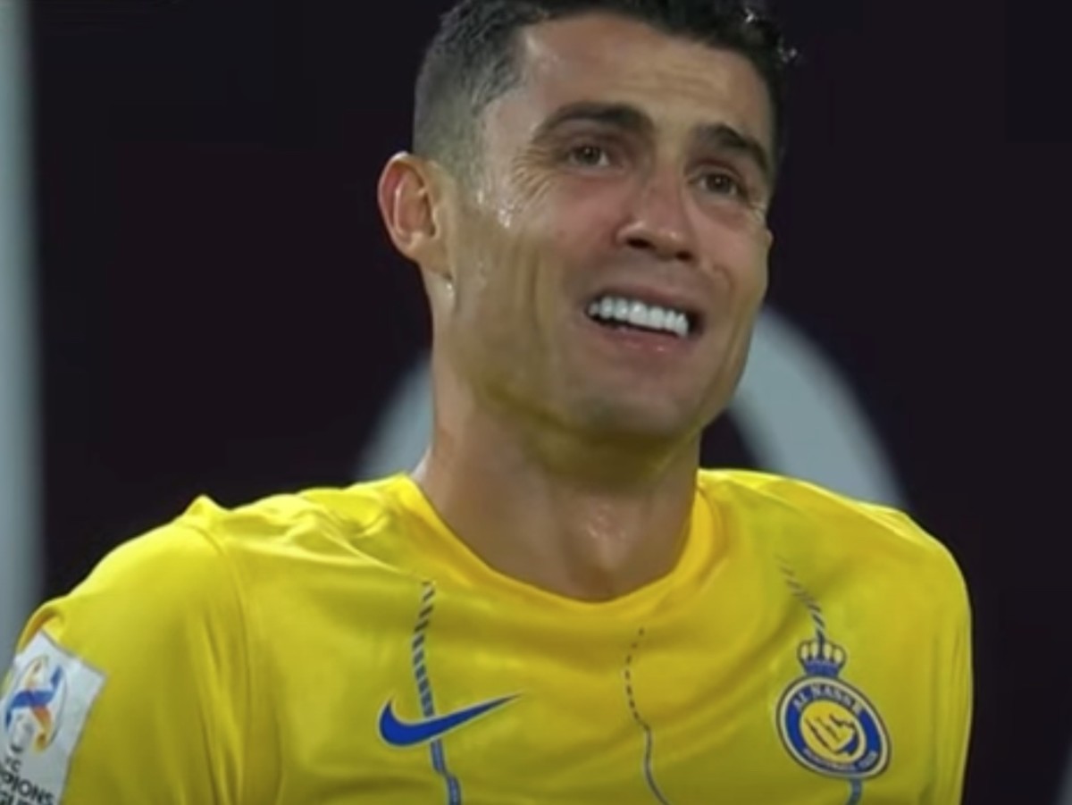 Cristiano Ronaldo pictured looking dejected during Al Nassr's defeat by Al Ain in the quarter-finals of the 2024 AFC Champions League